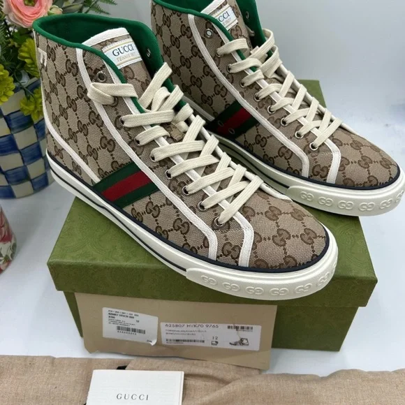 Men’s Gucci 1977 tennis high top sneakers size 12 made in Italy